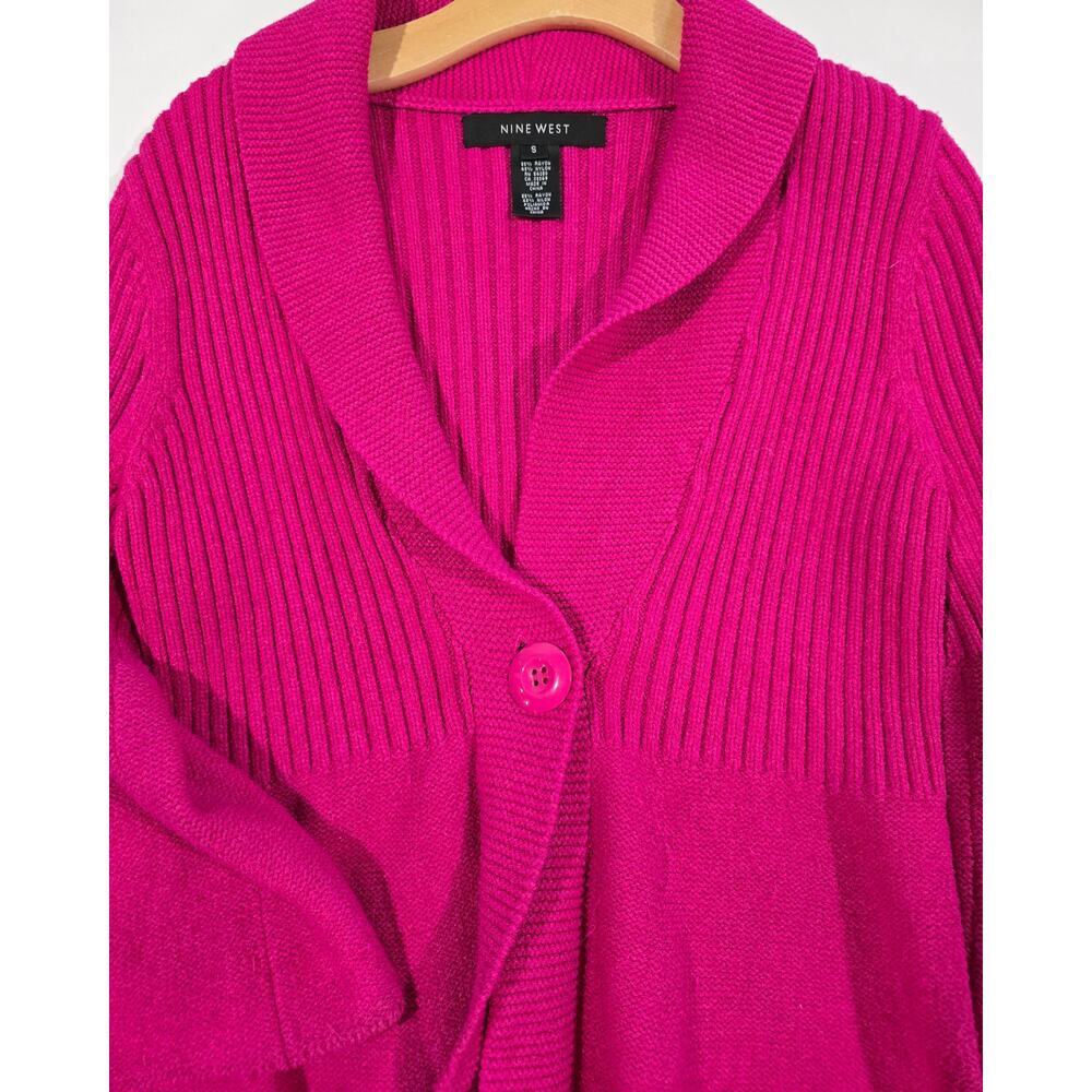 Nine West Women’s Fuchsia Ribbed Knit Cardigan – Gently Used size small - Picture 5 of 6